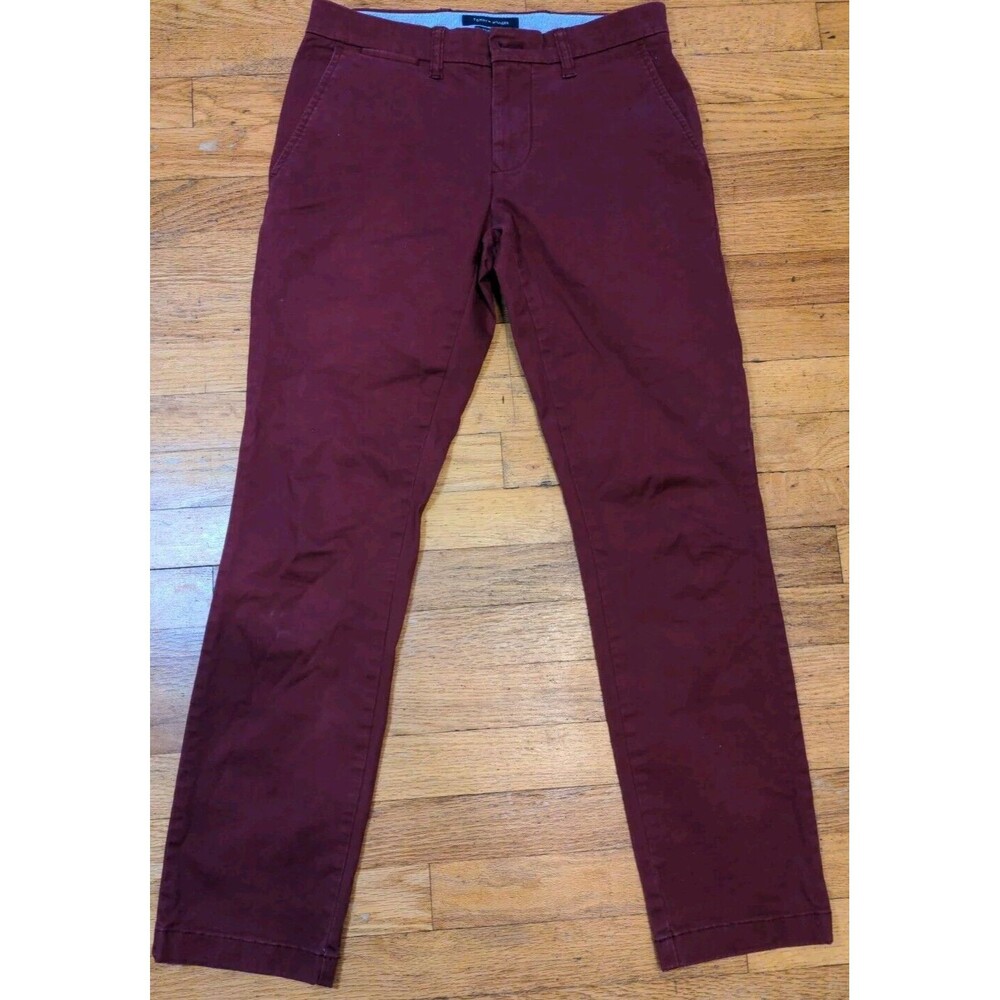 Nice TOMMY HILFIGER Mens Slim Fit Chino Trousers Pants 28x30 Burgundy Cotton EUC